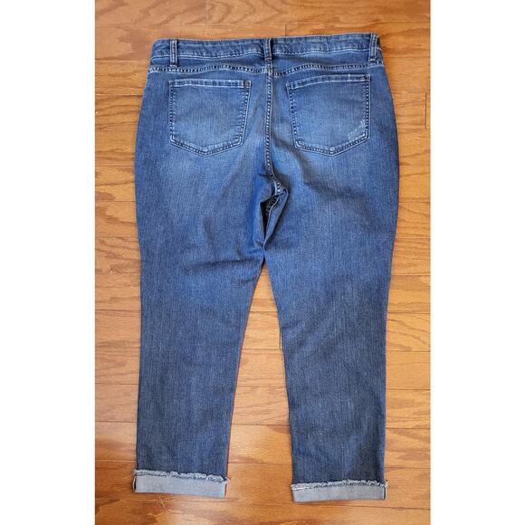 Lee Riders Ankle Jeans Women 18M Blue Relaxed Fit Stretch Frayed Cuffed - Picture 3 of 14